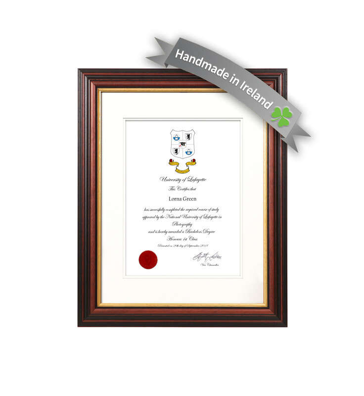Wide Mahogany Certificate Frame with Mount - 1